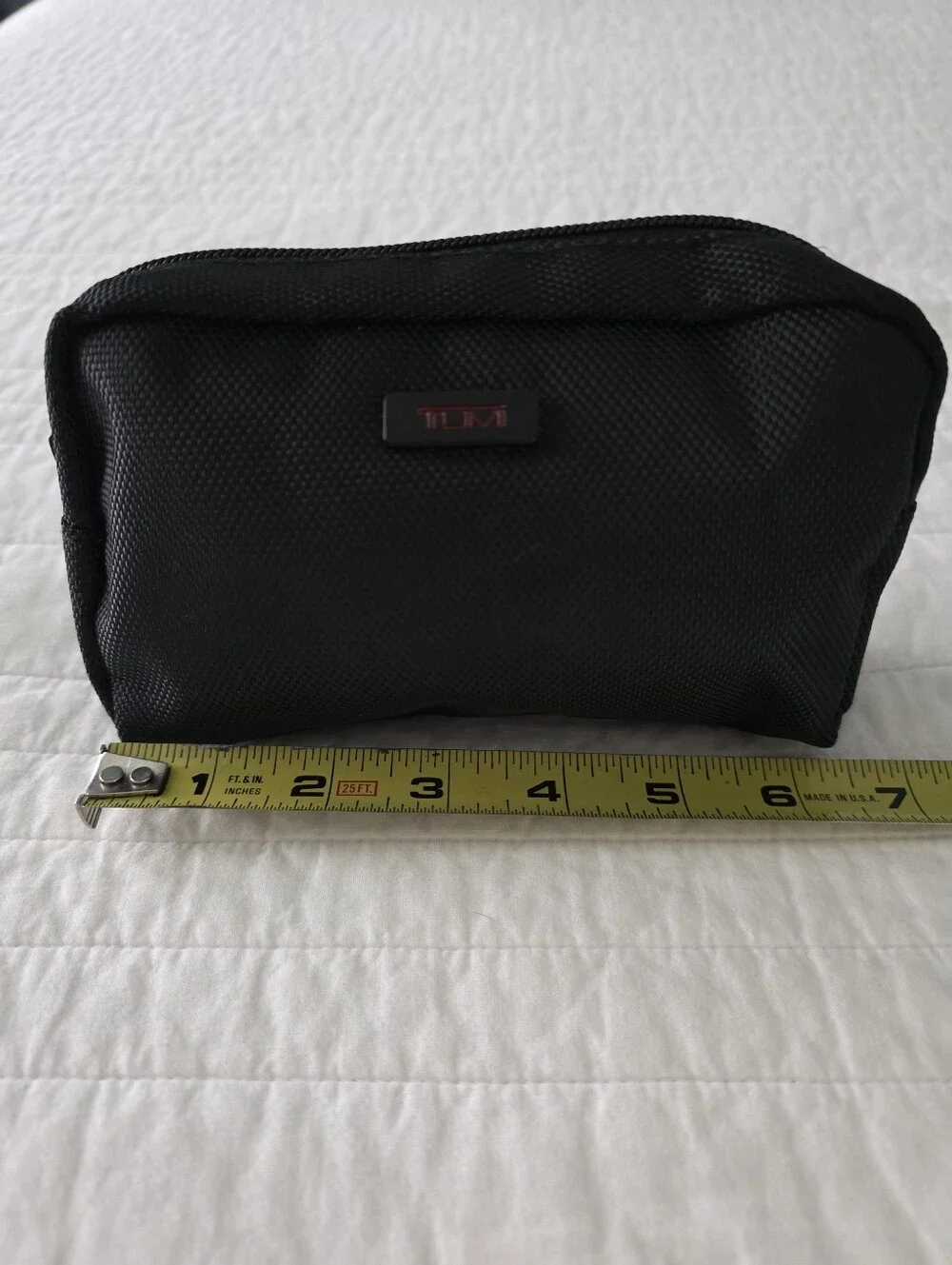 Tumi Black Nylon Small Toiletry Bag with Subtle Red Logo